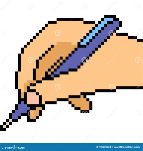 Vector Pixel Art Hand Write Stock Vector Illustration Of Cartoon