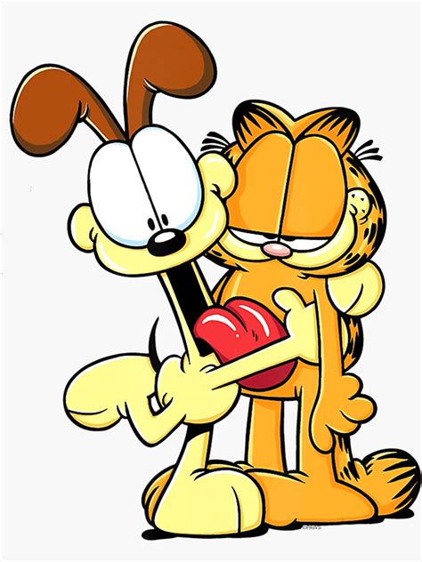 Garfield Odie Hugging Garfield Sticker For Sale By Scalescovenu Redbubble
