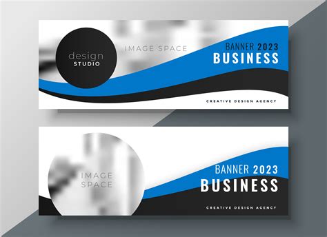 Blue Wavy Business Banner Design Download Free Vector Art Stock