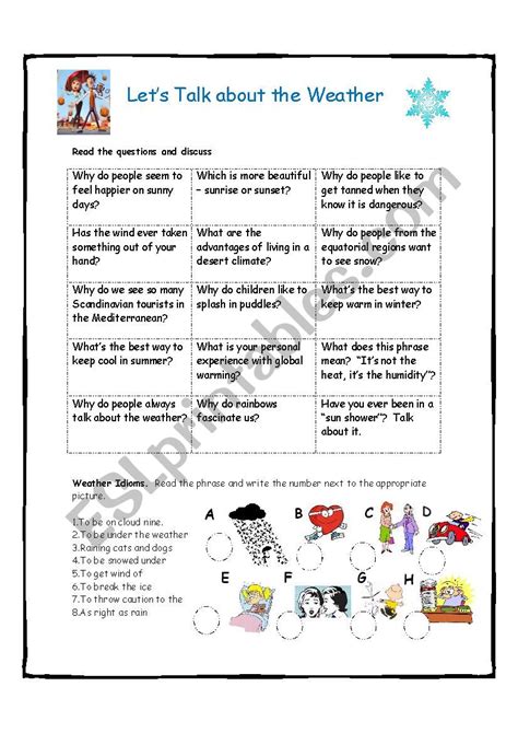 Let´s Talk About The Weather Esl Worksheet By Estherlee76
