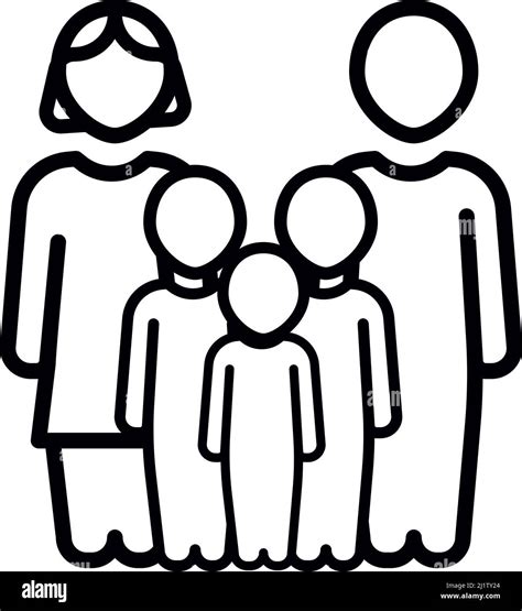 Familia Con Madre Padre Y Tres Hijos Pequeños Imagen Vector De Stock