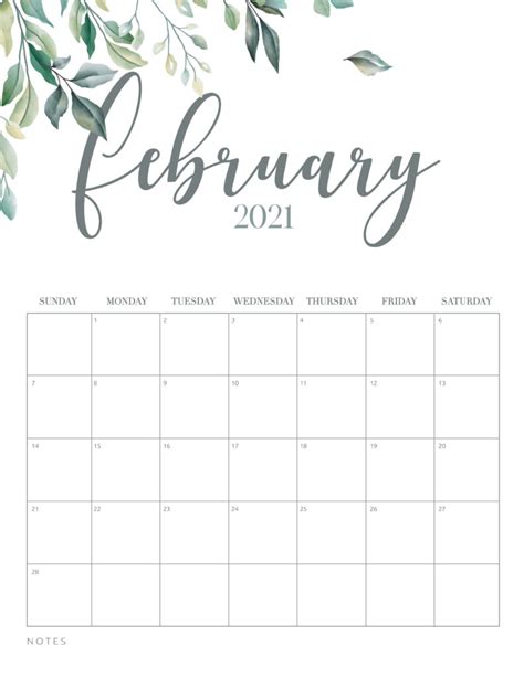 How many days are there in february 2020? Free Printable 2021 Calendar Botanical Style - World of ...