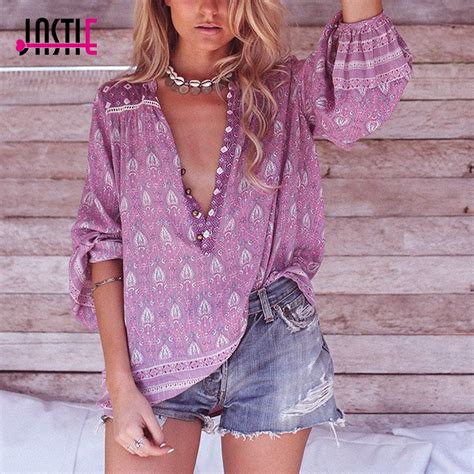 Buy Jastie Floral Print Blouse Shirt Gypsy Style
