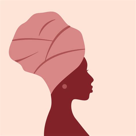 African American Woman Silhouette Portrait Profile Young Girl With A