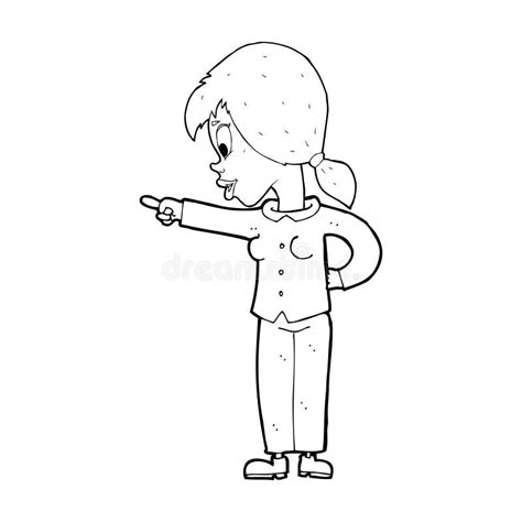 Cartoon Enthusiastic Woman Pointing Stock Illustration Illustration