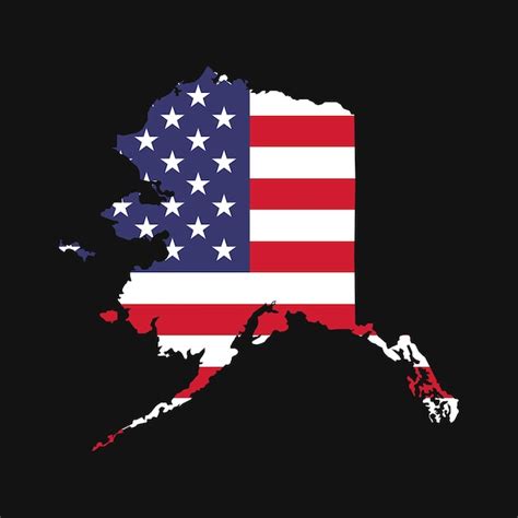 Premium Vector Alaska State Map With American National Flag On Black