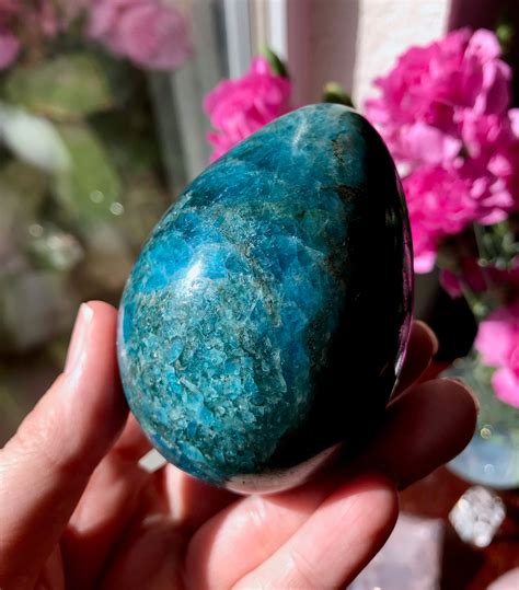 Enchanting Teal Blue Apatite Egg From Madagascar Rare Apatite