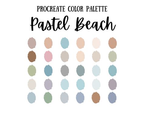 Pastel Beach Inspired Procreate Color Palette Pastel Color Swatches IPad Lettering And