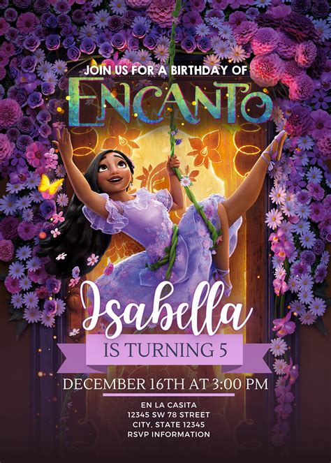 Invitación A La Fiesta De Cumpleaños De Encanto Isabela Etsy España