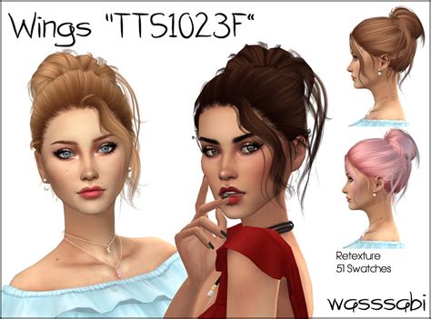 Wasssabi Sims Tts1023 F Hair Retextured By Wingssims Sims 4 Hairs