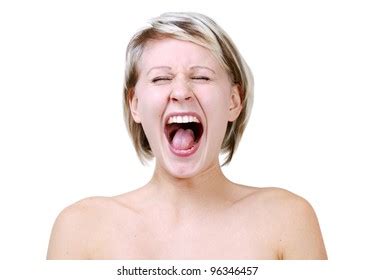 Portrait Nude Woman Screaming Loud Foto Stok Shutterstock