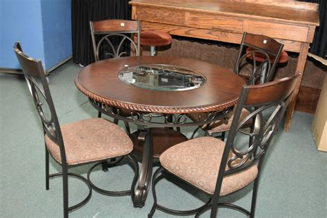 Modern Wrought Iron A Wood 44 Round Dining Table With Glass Inserts