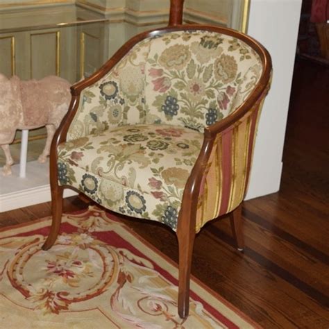 Antique Georgian Barrel Back Chair In Custom Upholstery Ebth