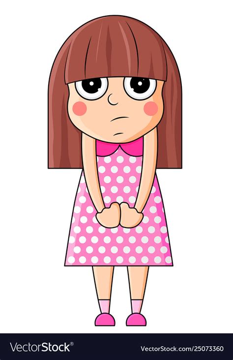 Cute Cartoon Girl With Sad Emotions Royalty Free Vector