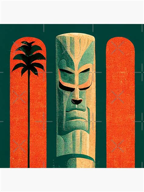 Midcentury Tropical Tiki Art Sticker For Sale By 461vcc Redbubble