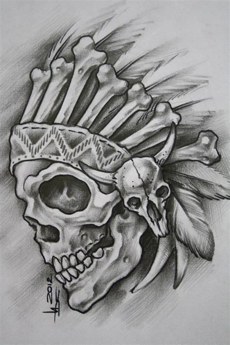 Pin By T On N A Indian Skull Headdresses Skull Art Drawing Tattoo