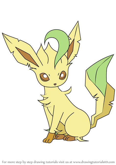 Learn How To Draw Leafeon From Pokemon Pokemon Step By Step Drawing