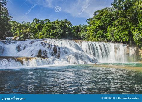Waterfalls Of Cascadas De Agua Azul Chiapas Mexico Stock Image Image