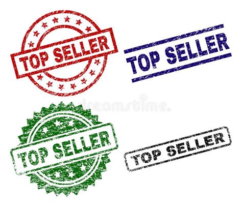 Scratched Textured Top Seller Seal Stamps Stock Vector Illustration