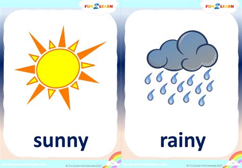 Weather Flashcards Sunny Rainy Cloudy Snowy Fun2learn