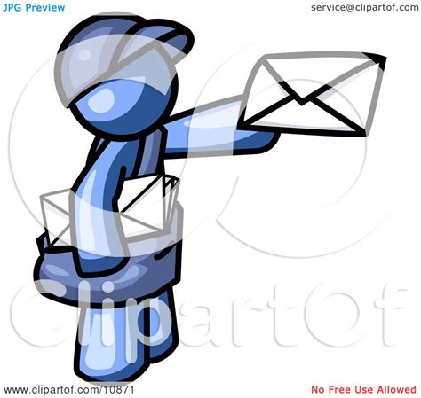 Blue Mail Man Delivering A Letter Clipart Illustration By Leo