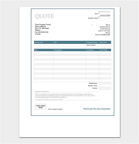 Service Quotation Template 10 Samples And Formats