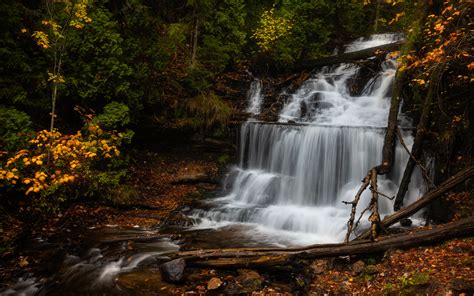 Download Wallpapers Wagner Falls Autumn Forest Waterfall Autumn
