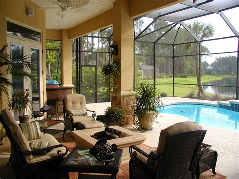 When you have an inordinate amount of screen. my back lanai - love the firepit (With images) | Lanai ...