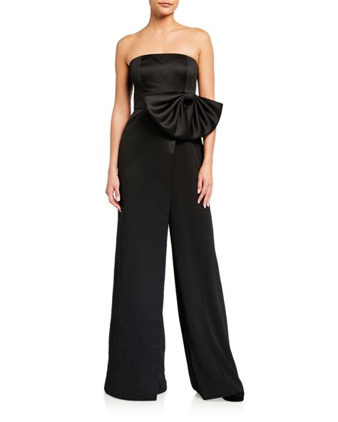 Jay Godfrey Kings Strapless Overskirt Jumpsuit With Bow Waist In Black Modesens Jumpsuit