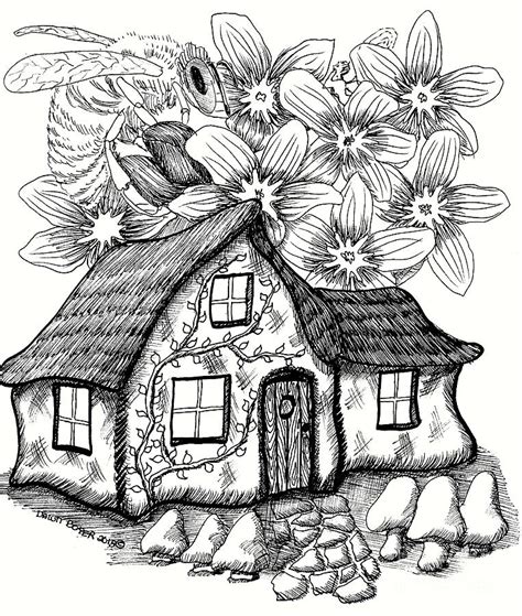 Fairy House Bee And Dogwood Drawing By Dawn Boyer Pixels