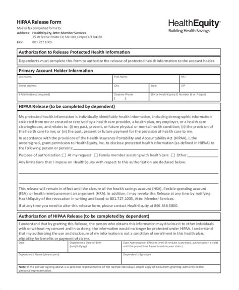 Standard Hipaa Medical Release Form