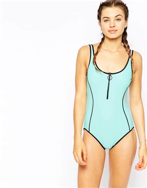 Juicy Couture Juicy Couture Zip Front Swimsuit At Asos