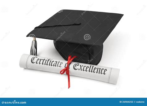 Certificate Of Excellence And Graduation Cap Royalty Free Stock Photo