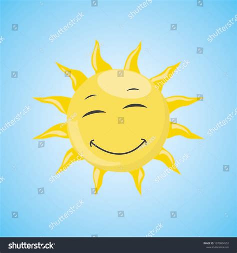Yellow Simple Smiling Sun Closed Eyes Stock Vector Royalty Free