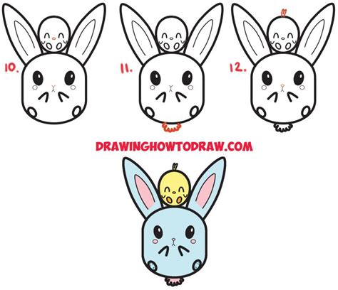 How To Draw Cute Kawaii Chibi Bunny Rabbit And Baby Chick Easy Step