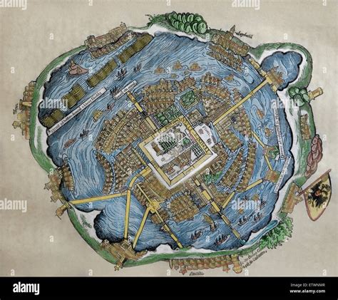 Art Art Posters 1524 Map Of The Aztec Capital The Nuremberg Map Of