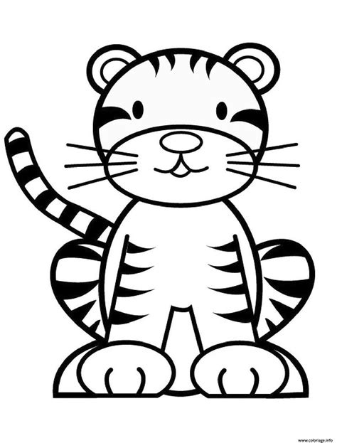 Coloriage Tigre Tigron Simple Pour Enfants Jecolorie Com
