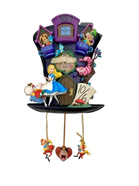 Disney Alice In Wonderland Mad Hatter Im Late Light Up Cuckoo Clock