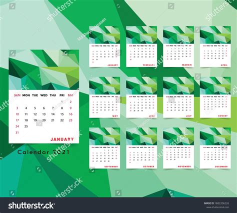 Calendar 2021 Planner Corporate Template Design Royalty Free Stock