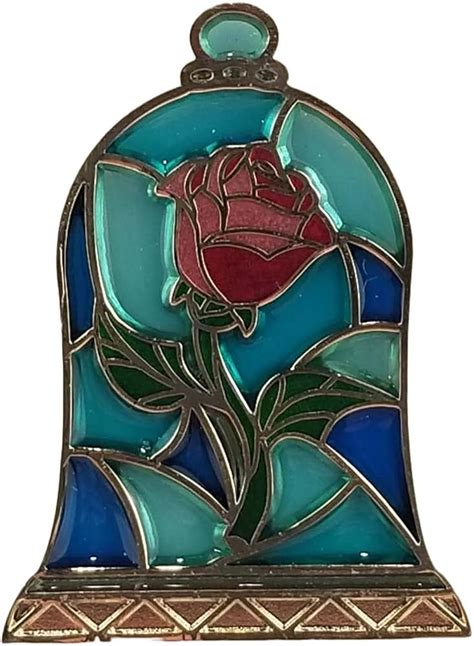 Disney Beauty And The Beast Stained Glass Rose Pin New On Card