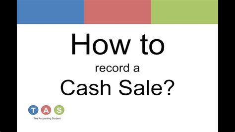 How To Record A Cash Sale Youtube