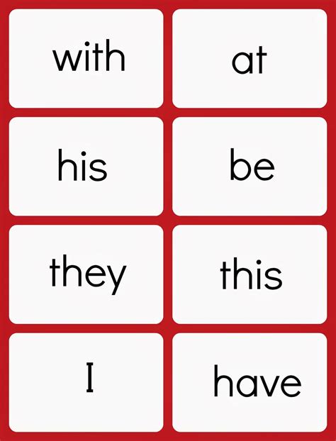 First 100 Sight Words Printable Flash Cards Printable 1st Grade
