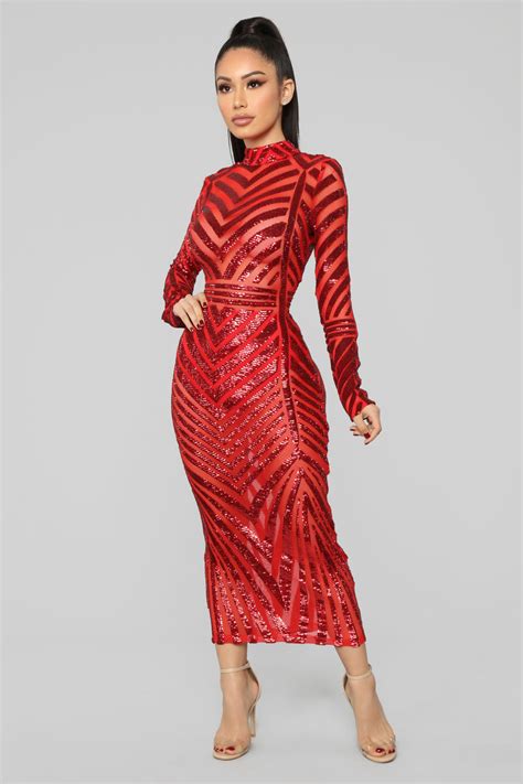 Misbehave Sequin Midi Dress Red Fashion Nova Luxe Fashion Nova