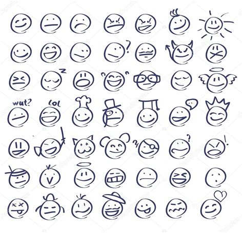 Drawing Smiley Faces Smiley Faces Emoticons — Stock Vector © Kir