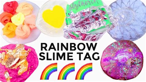 Rainbow Slime Tag Satisfying Rainbow Slime Recipes Youtube