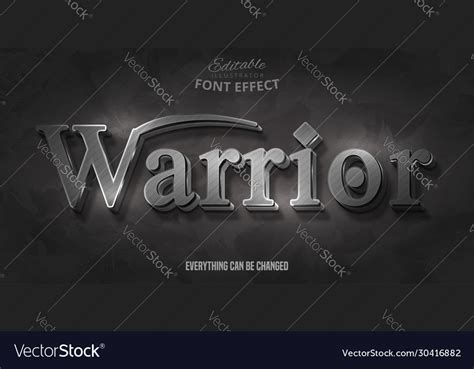 Warrior Text 3d Editable Font Effect Royalty Free Vector