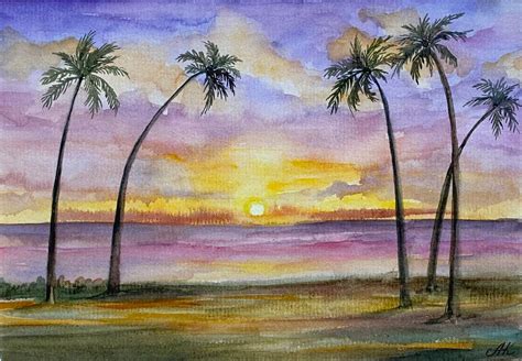 Honolulu Painting Hawaii Watercolor Original Art Waikiki Beach Etsy