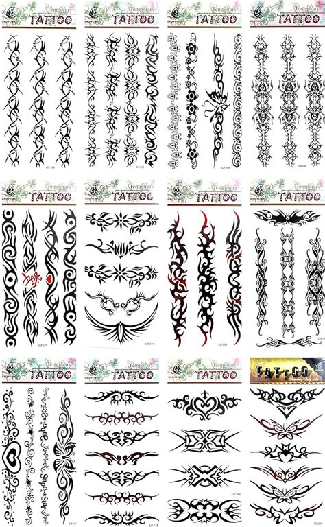 12 Sheets Tribal Tramp Stamp Temporary Tattoo Stick On Tattoos For Adults Beauty