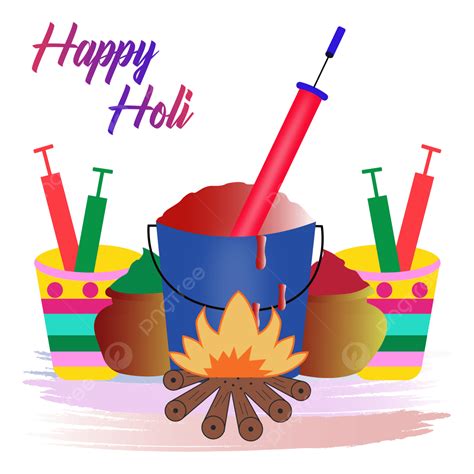 Happy Holi Design With Red And Green Color Powder Pichkari Holi