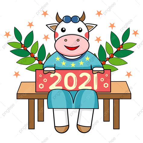 Chinese New Year Clipart Vector Chinese New Year Ox On The Bench Year
